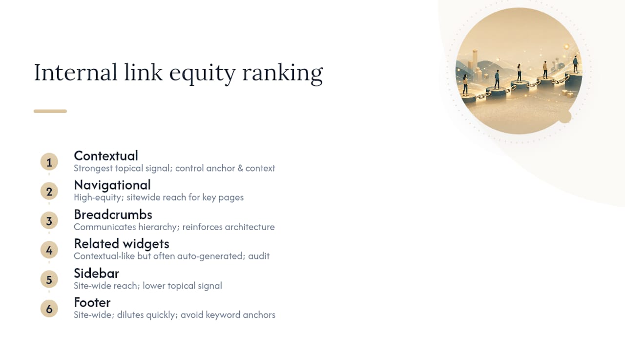 Diagram of internal link types and SEO impact