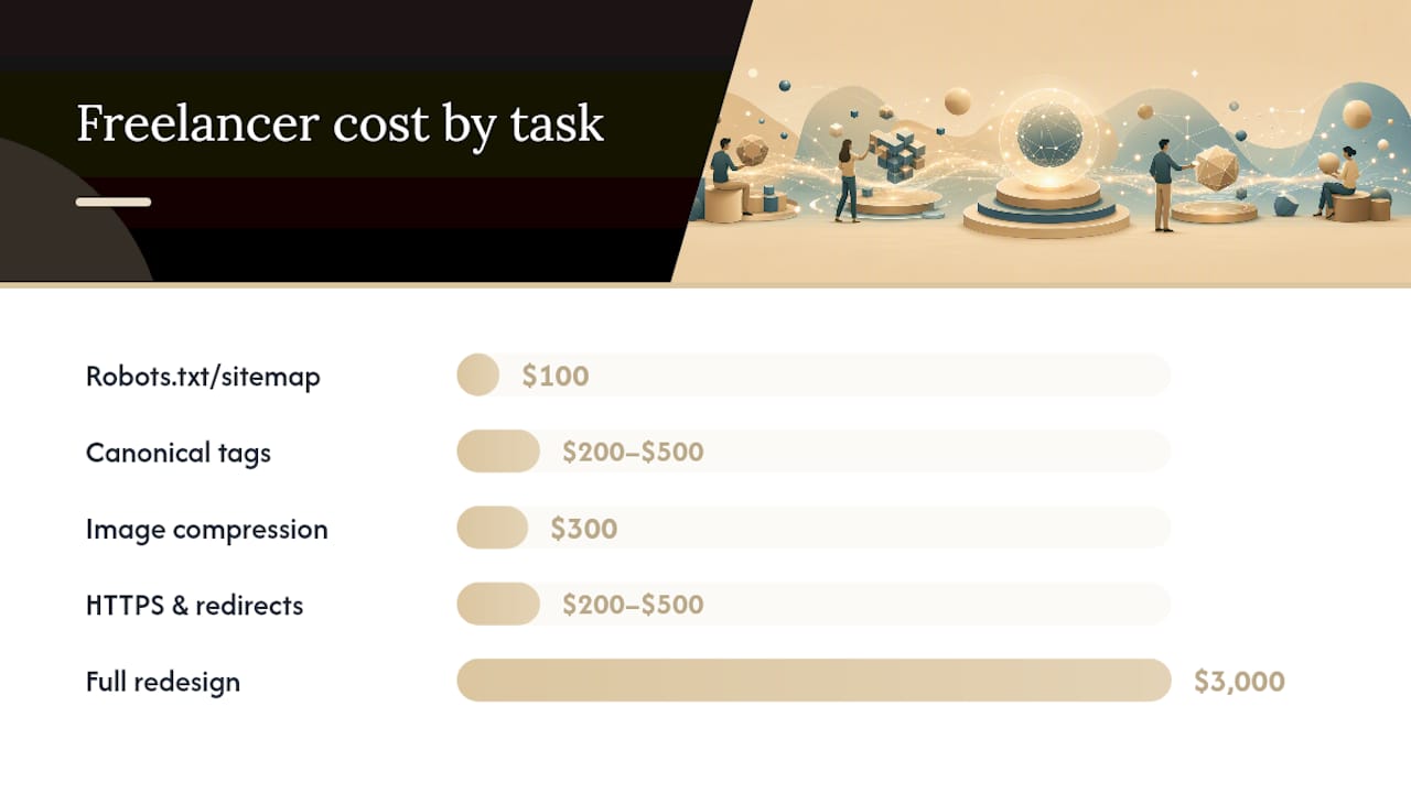 What's a realistic timeline and cost for SEO-friendly design work? — overview diagram