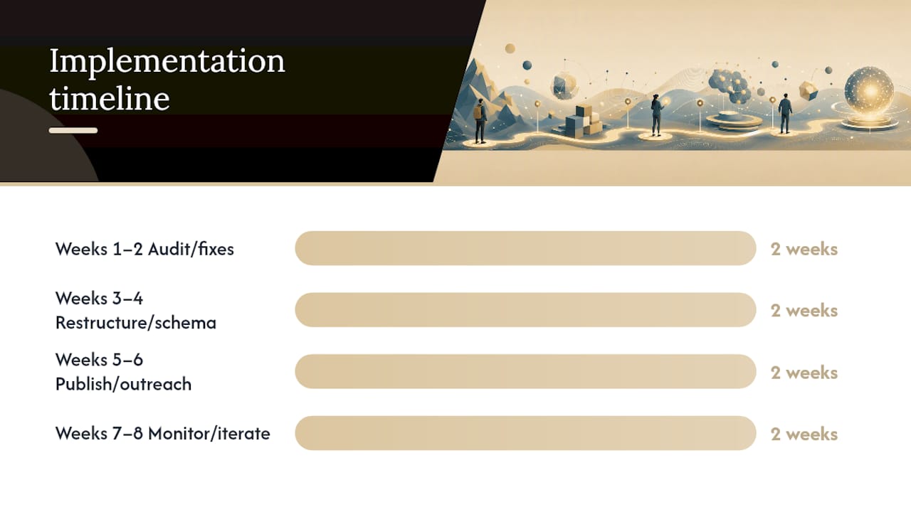 Your 6–8 week implementation plan — overview diagram