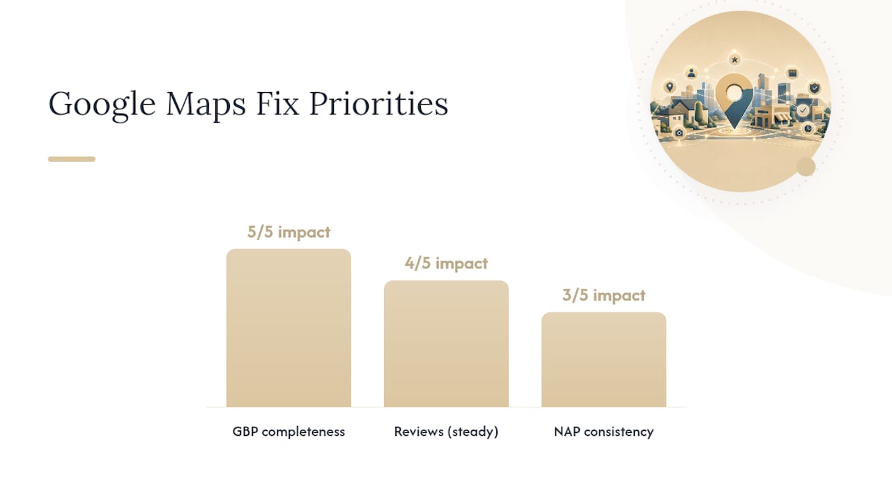 Prioritized checklist of Google Maps ranking fixes