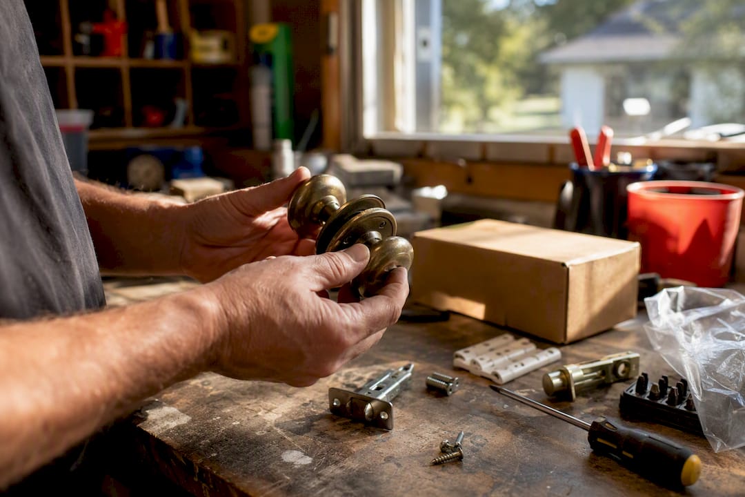 Hands inspecting home repair item for sale deduction