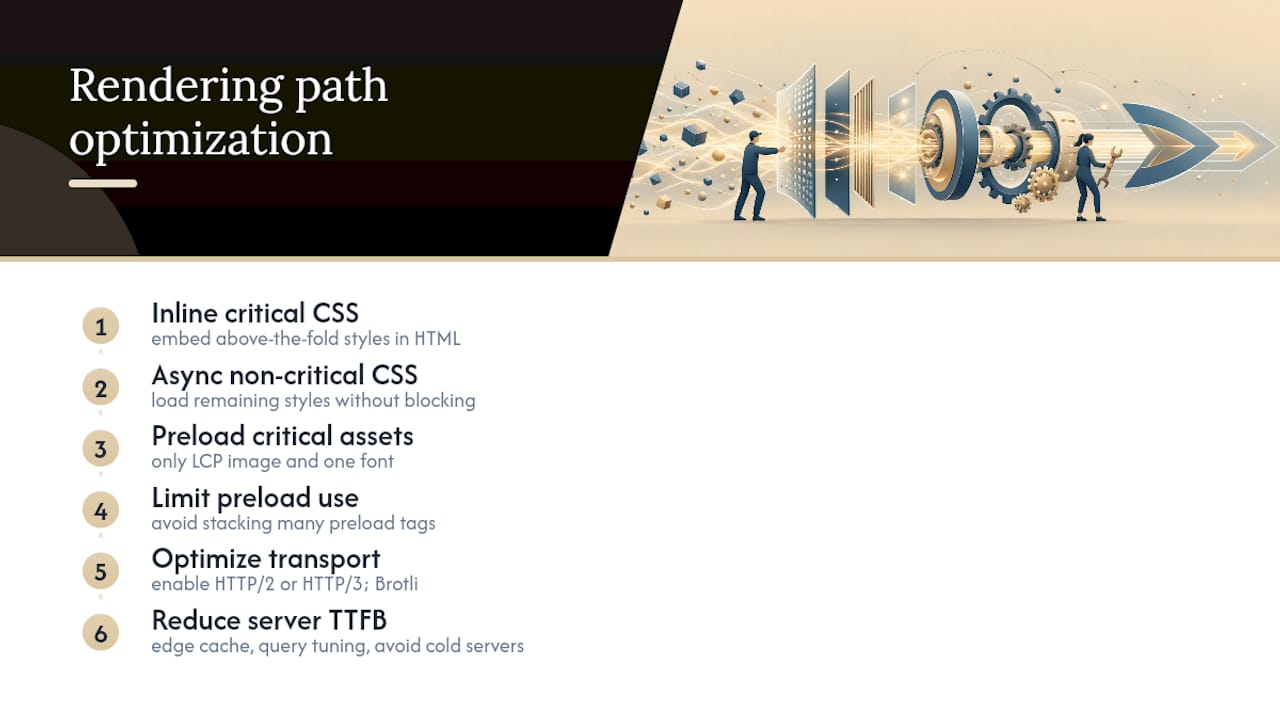 Diagram of website rendering path optimization steps