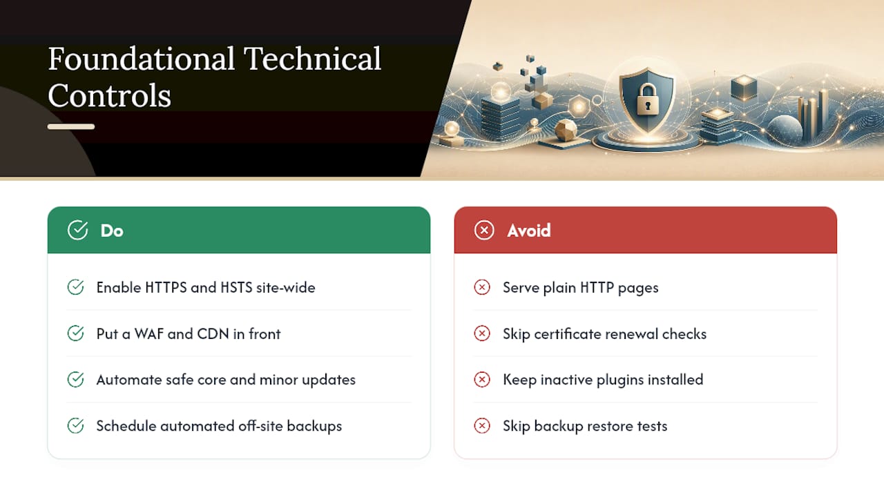Diagram of key technical website security controls