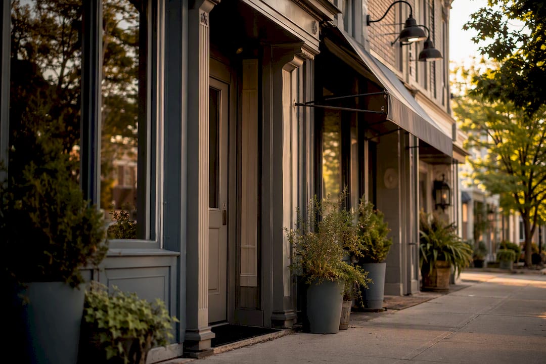 Exterior detail of local storefront in Michigan