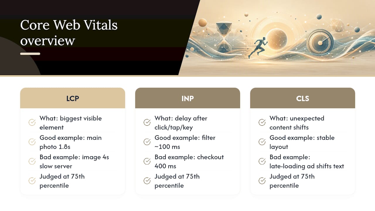 Diagram of Core Web Vitals metrics and thresholds