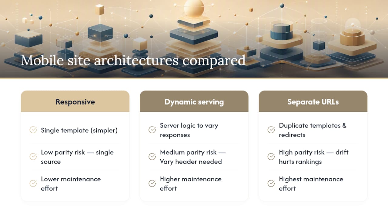 Diagram comparing mobile website architecture approaches