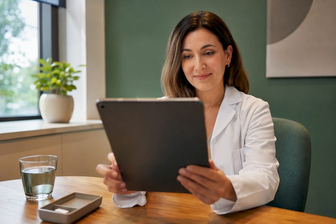 Clinician reviewing online medical intake