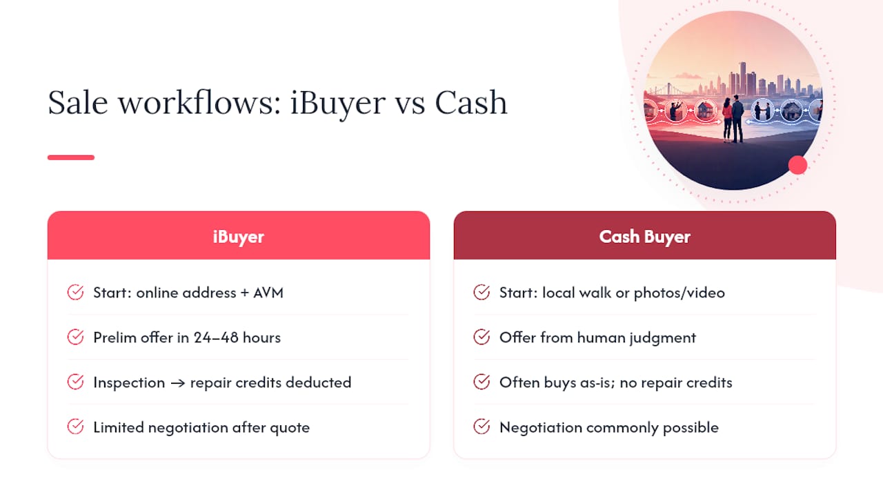 iBuyer and cash buyer sale process comparison