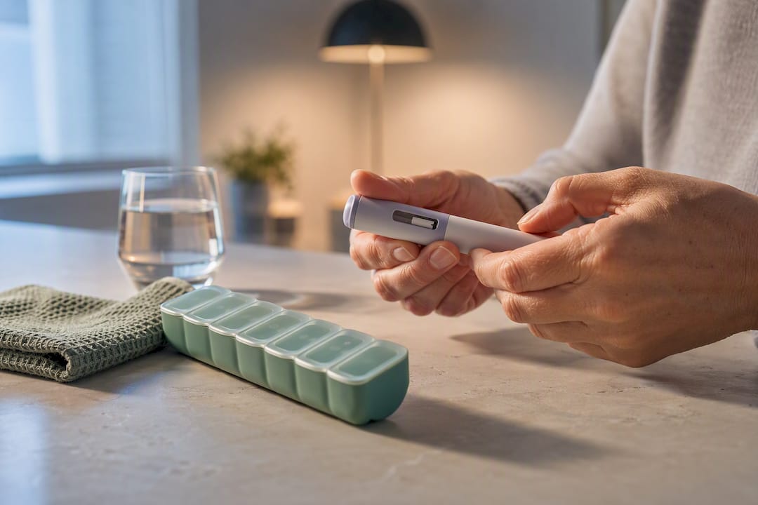 Clinician checking an anonymous medication dose