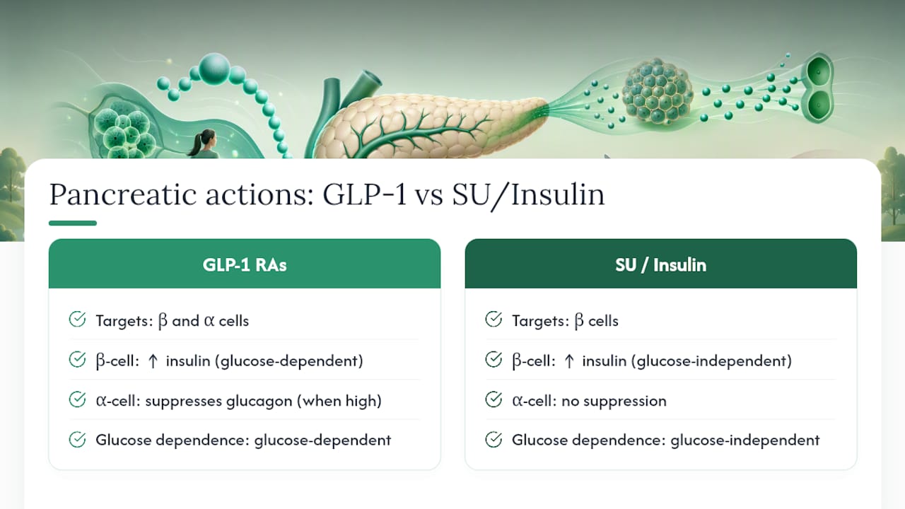 How GLP-1 Acts on the Pancreas to Control Glucose — overview diagram
