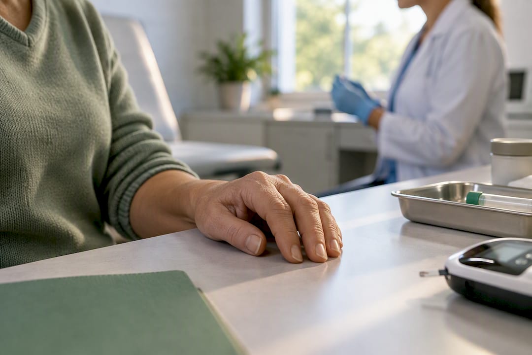 Clinical trial participant during glucose monitoring