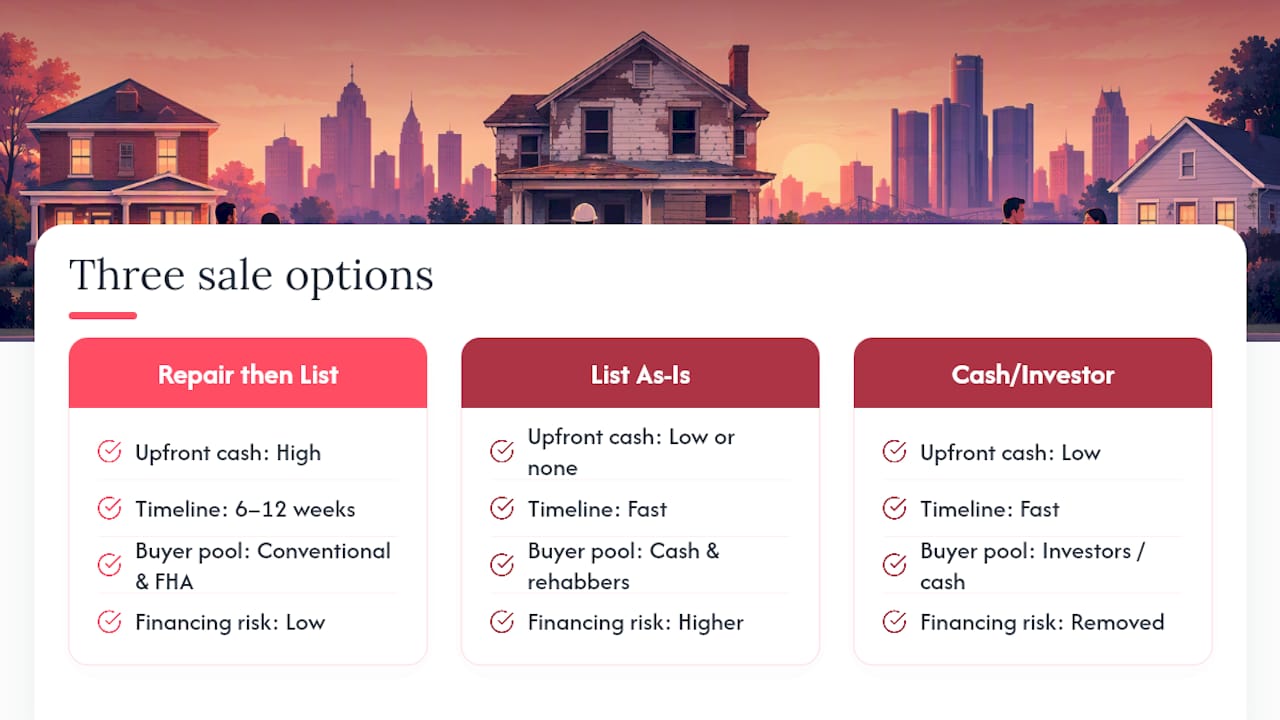 Three Detroit home sale paths compared