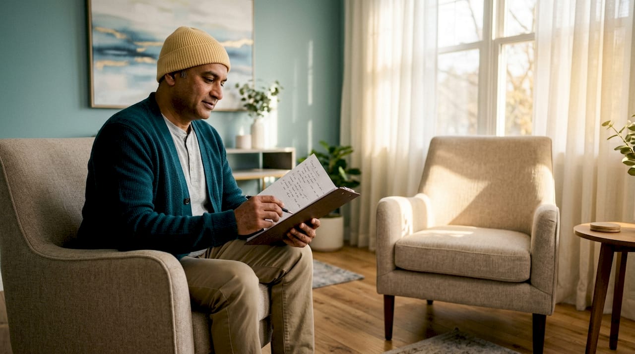 Therapist preparing for adult counseling session