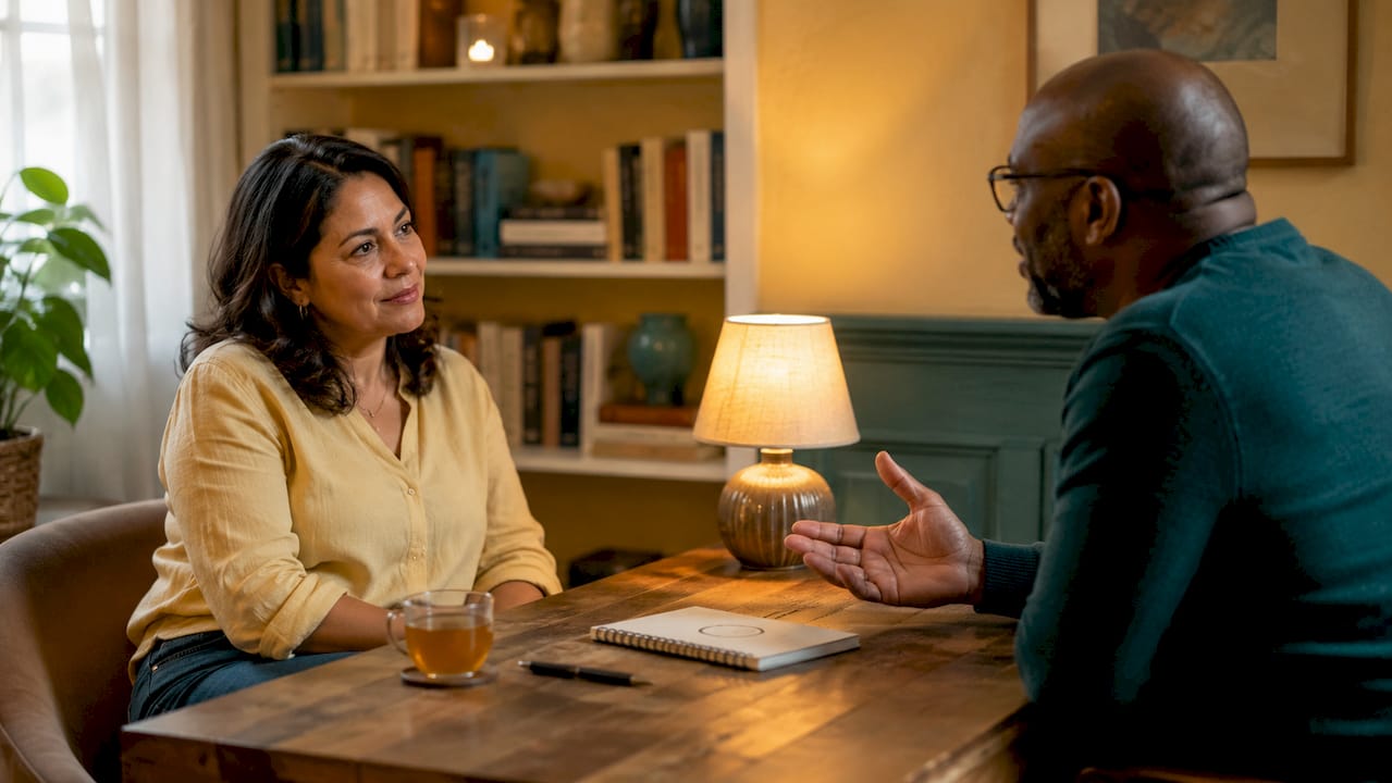 Couple discussing communication issues in therapy