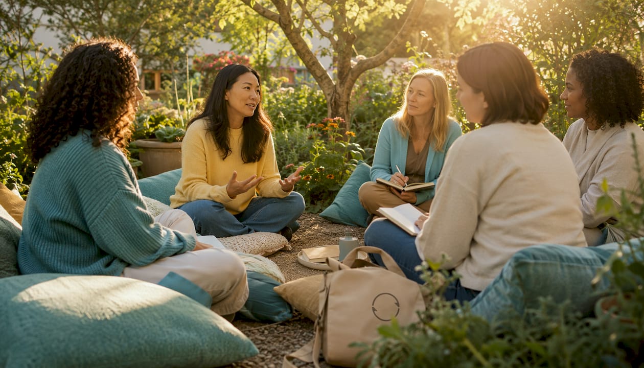 Supportive group sharing feelings