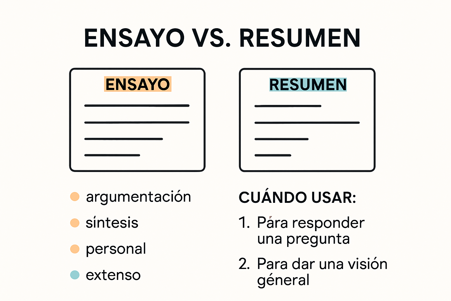 Diferencia entre ensayo y resumen: guía clara para estudiantes - Rescrito