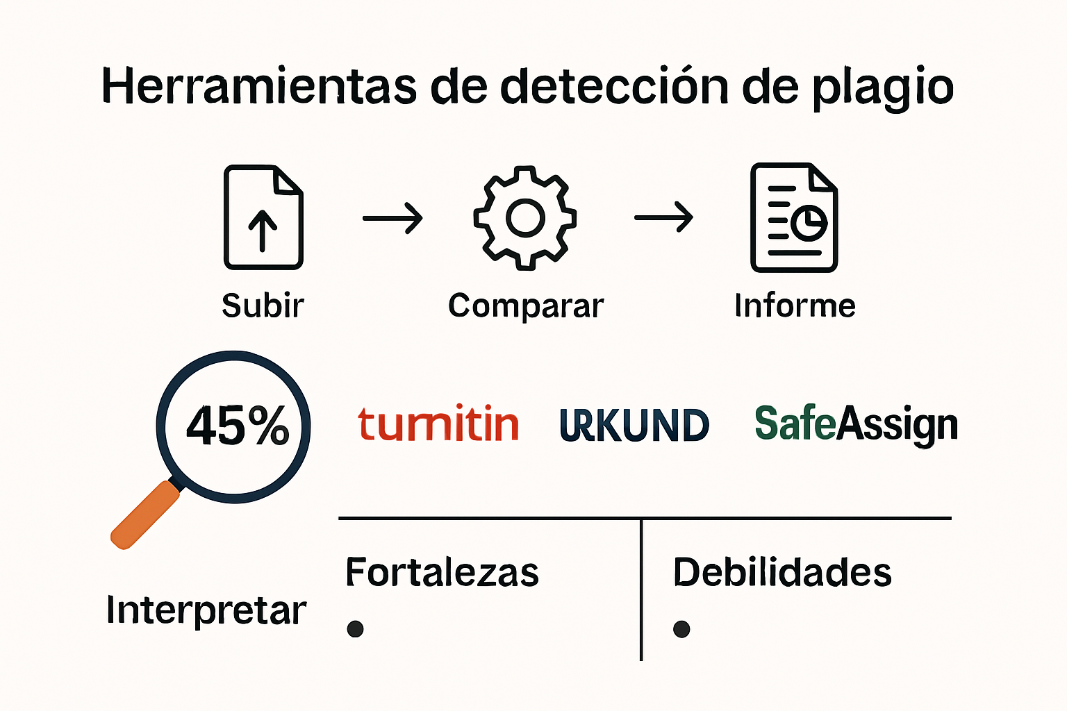Infografía comparativa de herramientas de detección de plagio