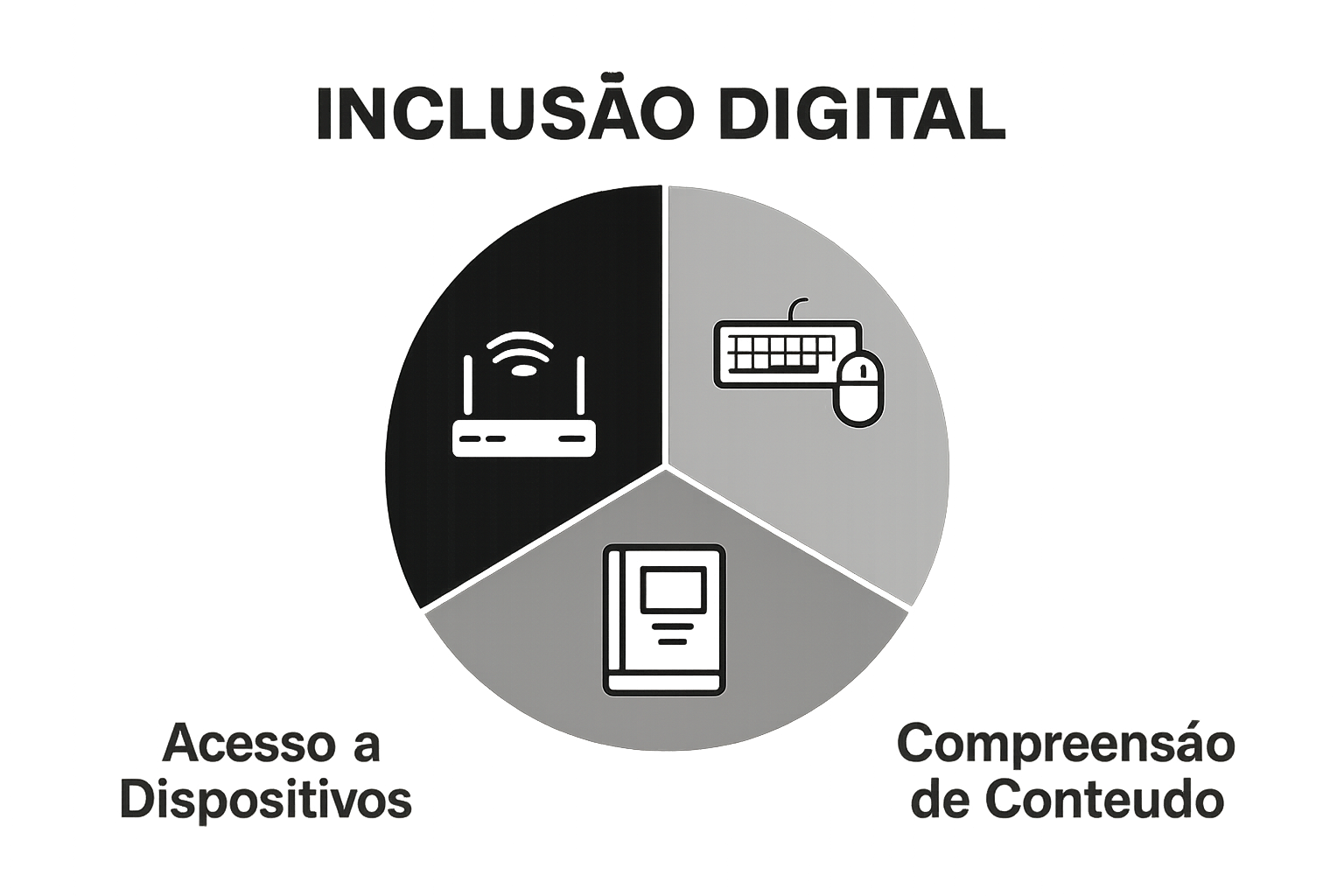 Infográfico comparativo dos três principais pilares da inclusão digital.