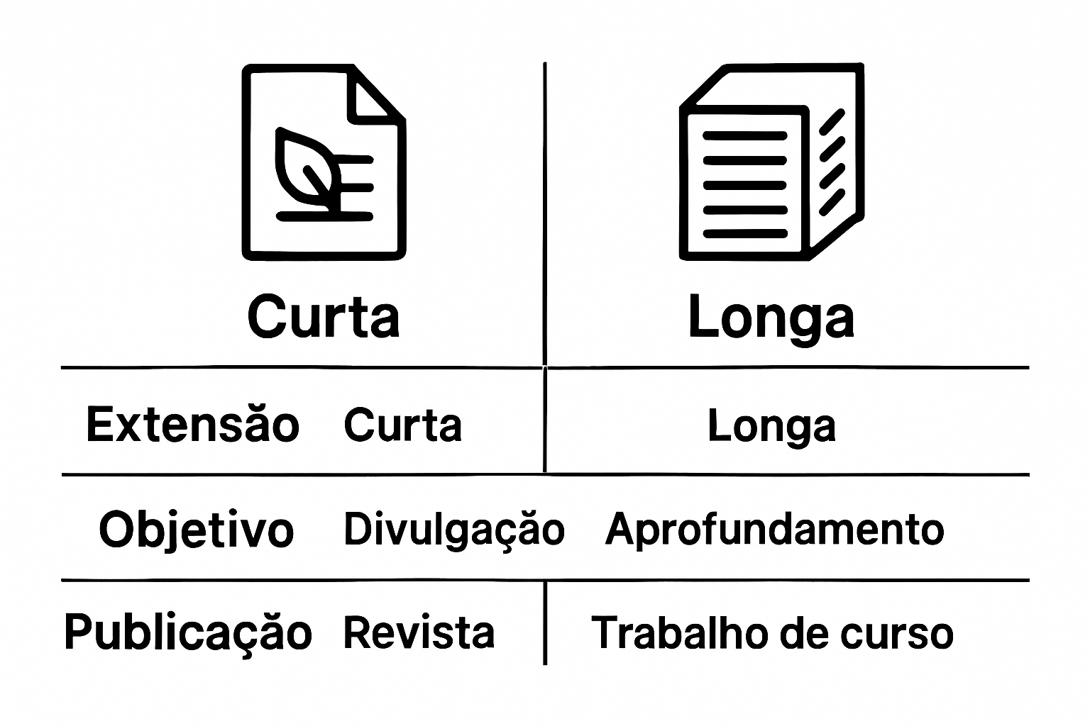 Comparação visual entre artigo académico e monografia