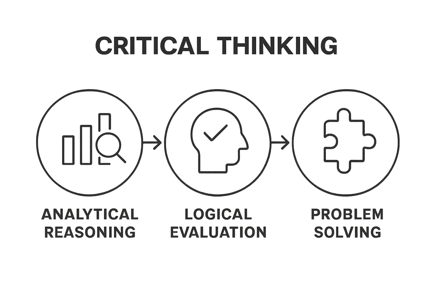 Infographic comparing analytical reasoning, logical evaluation, and problem solving