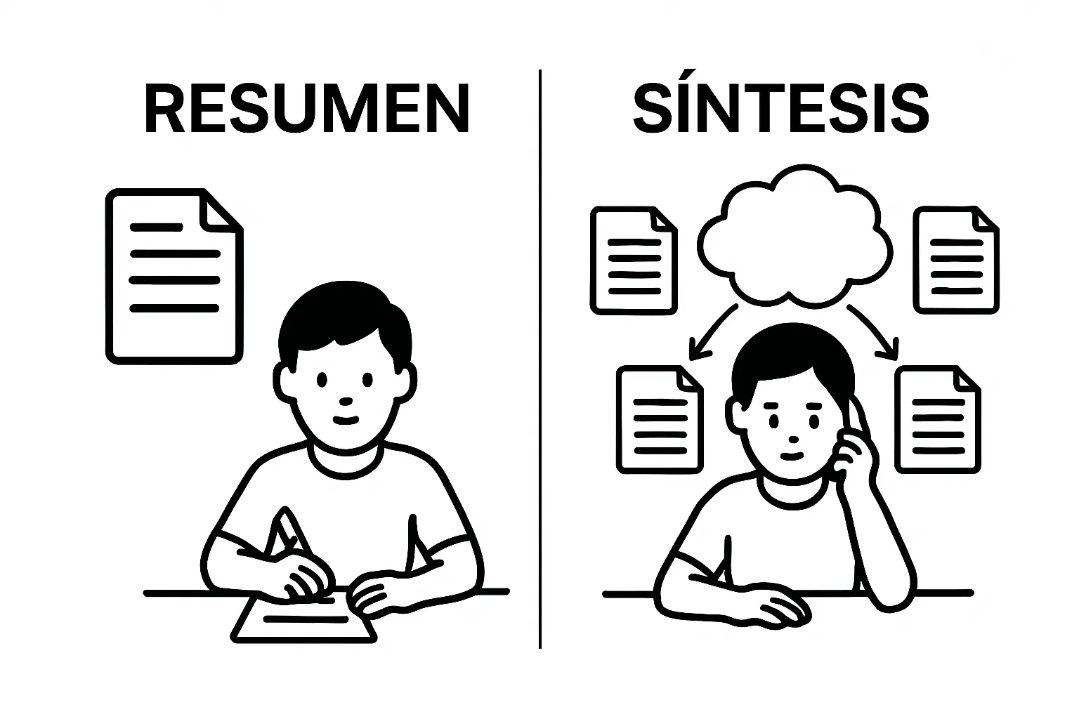 Diferencia entre resumen y síntesis: comprensión profunda - Rescrito