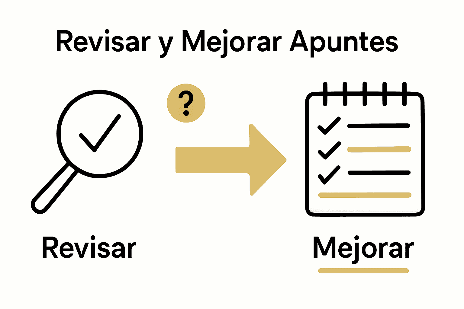 Infografía sobre el proceso de revisión y optimización de apuntes