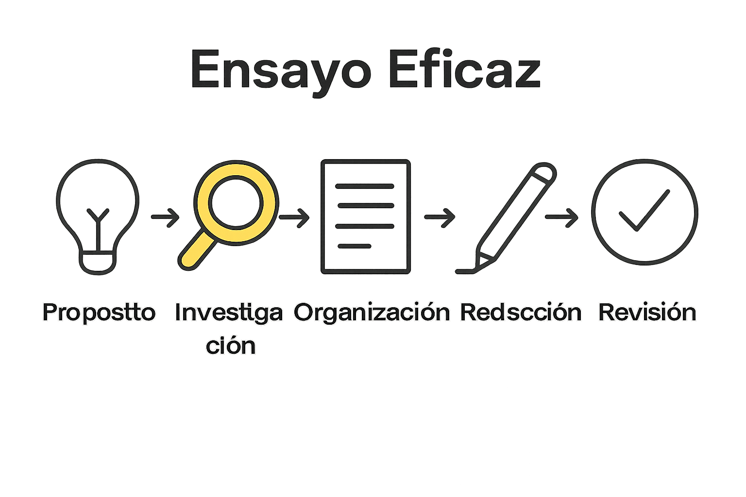 Infografía de cinco pasos del ensayo eficaz