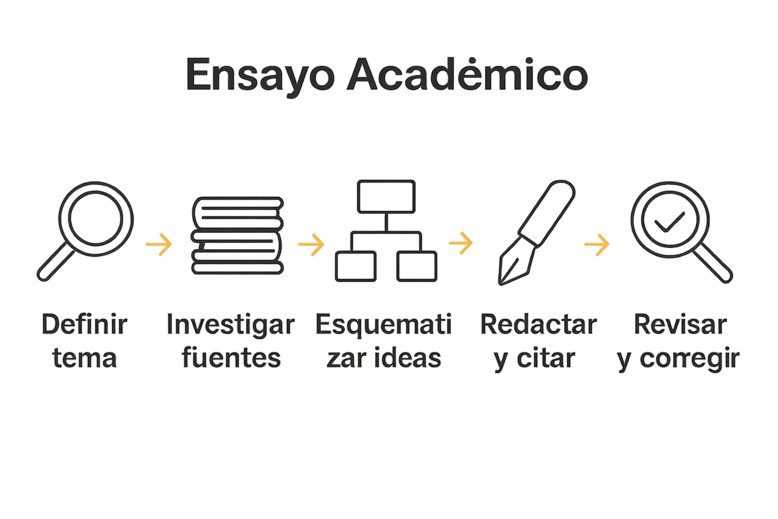 Infografía de los 5 pasos para hacer un ensayo académico