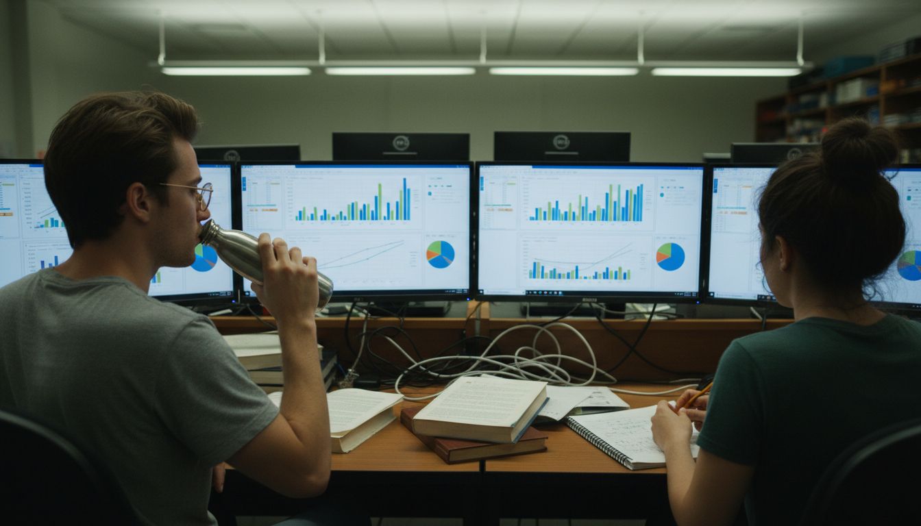 Students analyzing research data with AI tools