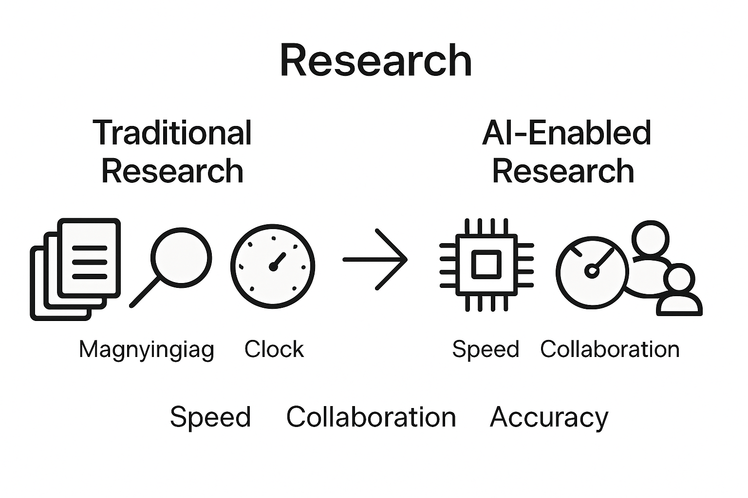 Infographic comparing AI and traditional research