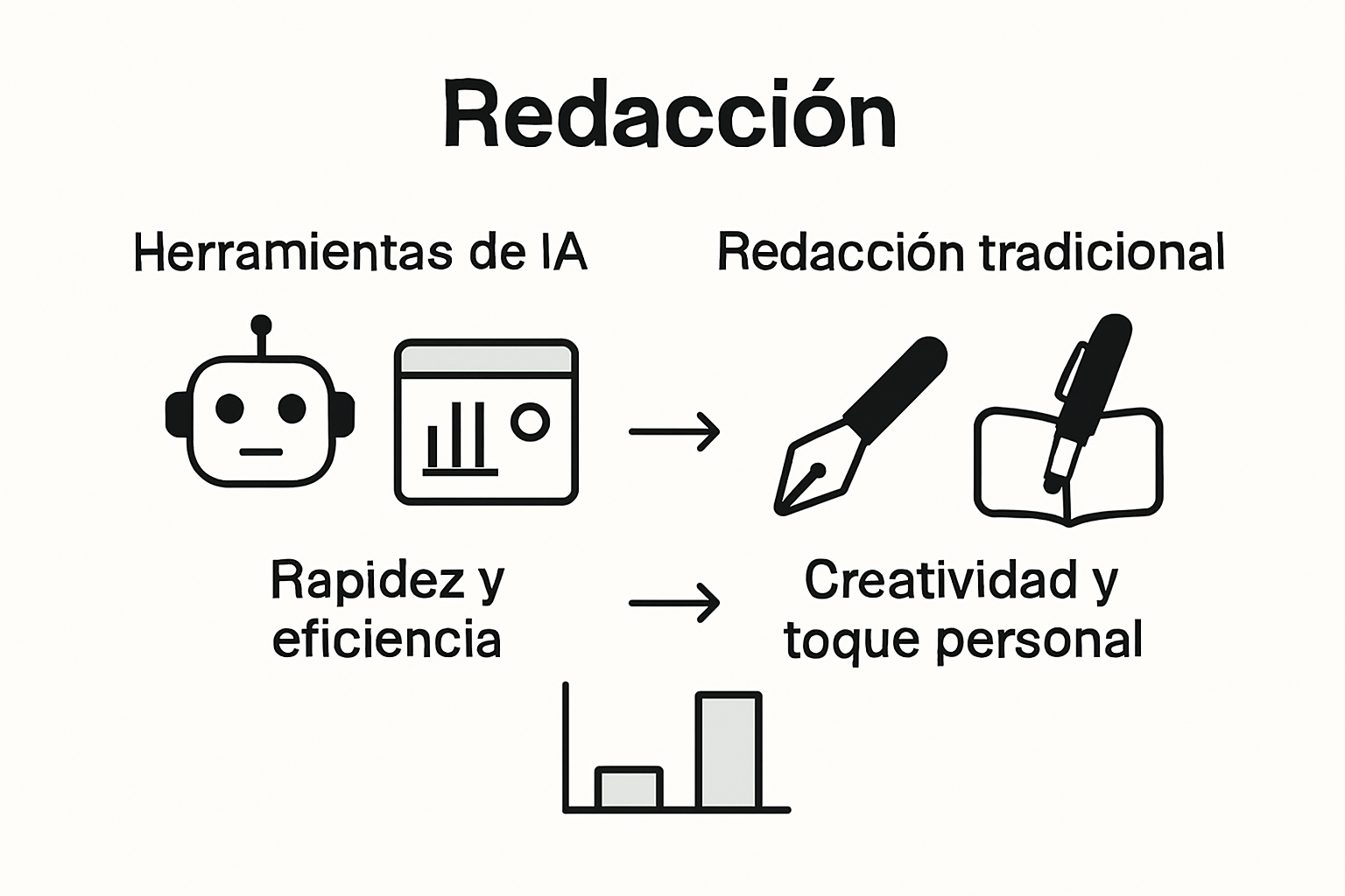IA vs. escritura tradicional: una mirada visual