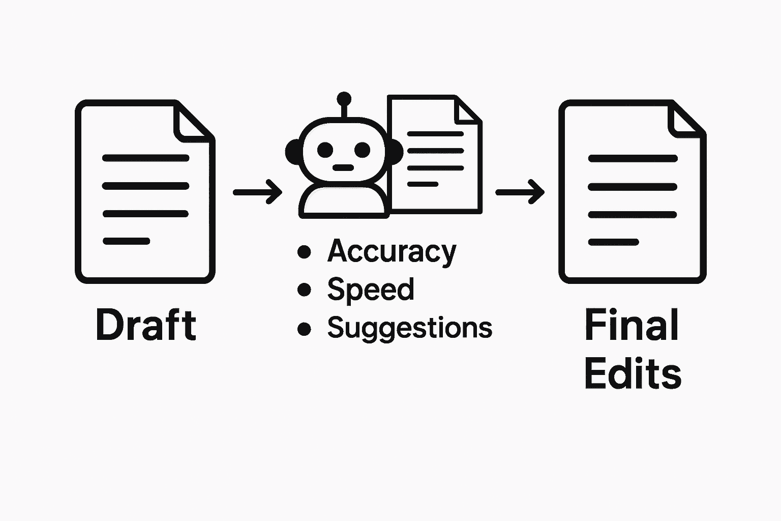 Infographic: three steps of AI-aided editing