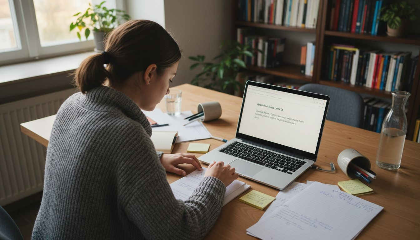 Alguém a organizar um texto com a ajuda de inteligência artificial