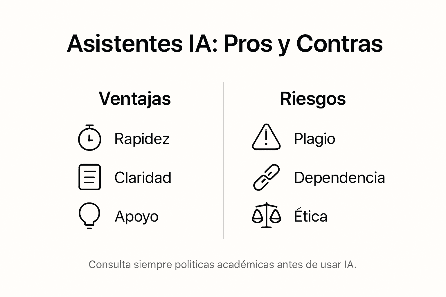 Infografía sobre los beneficios y posibles riesgos de utilizar asistentes de inteligencia artificial