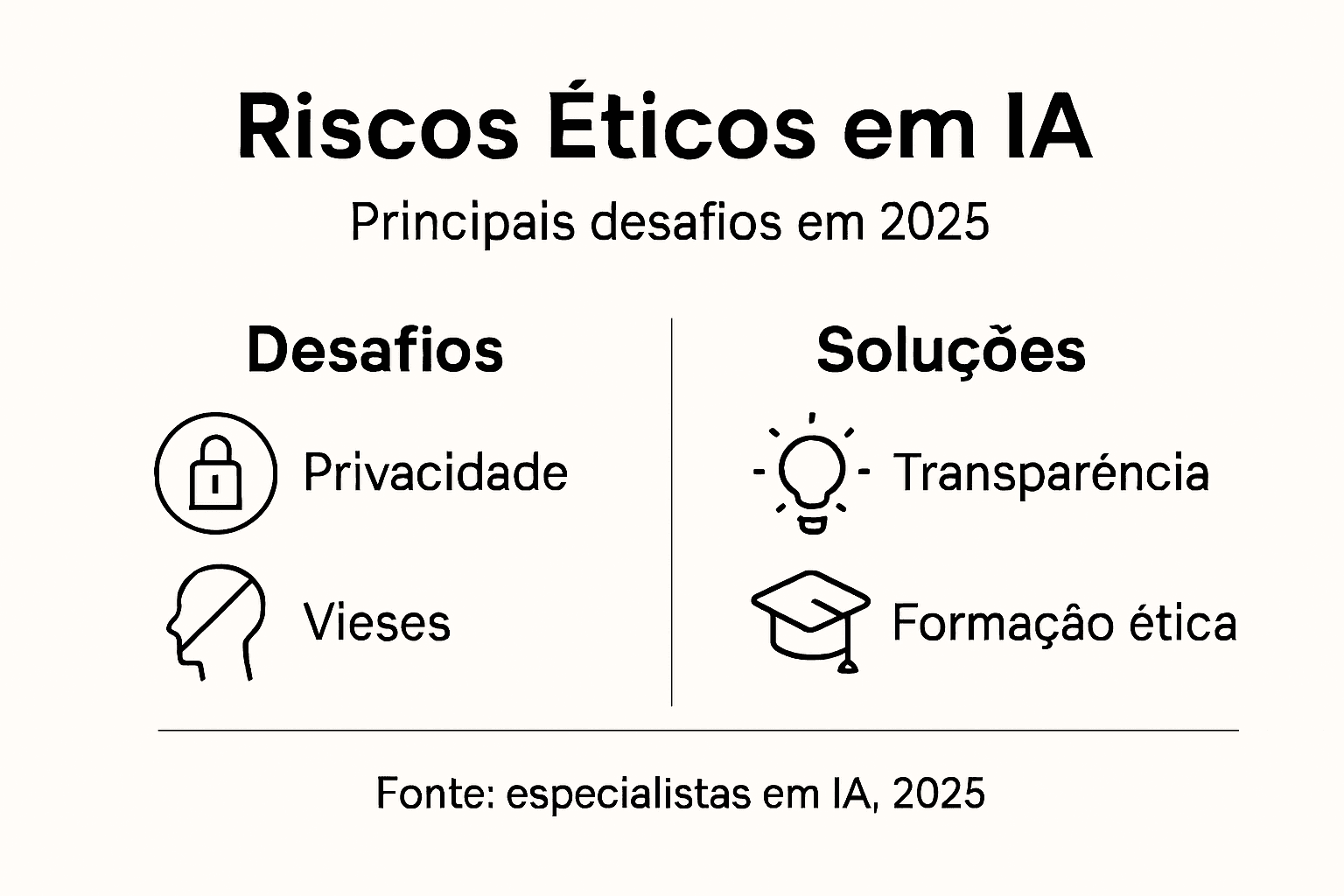 Infográfico destaca os principais desafios éticos que a inteligência artificial poderá trazer já em 2025