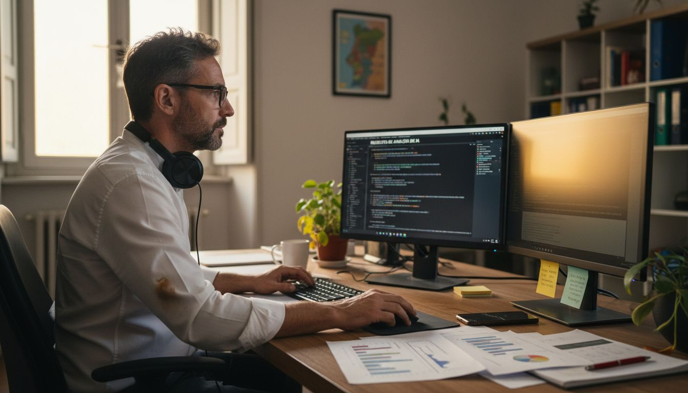 Analista verifica no computador os resultados gerados pela inteligência artificial.
