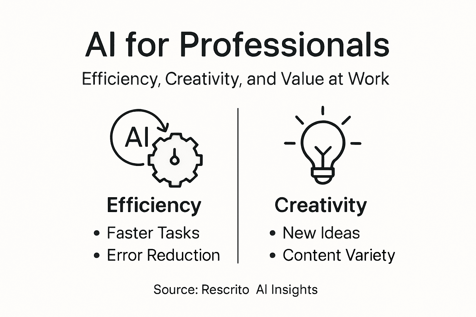 Infographic showing efficiency and creativity with AI