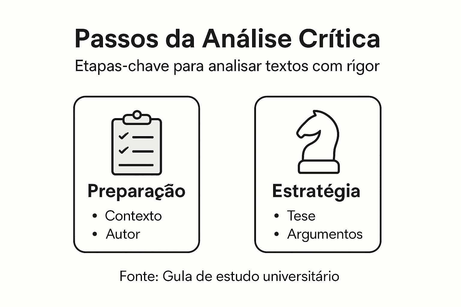 Esquema com os principais passos para uma análise crítica