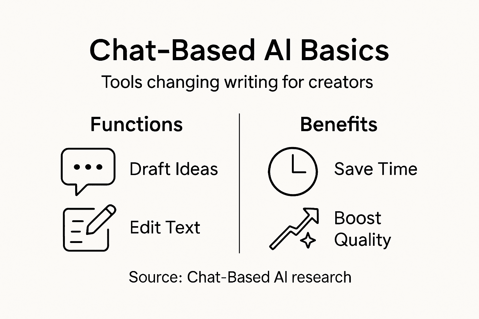 Infographic shows key functions and benefits of chat-based AI