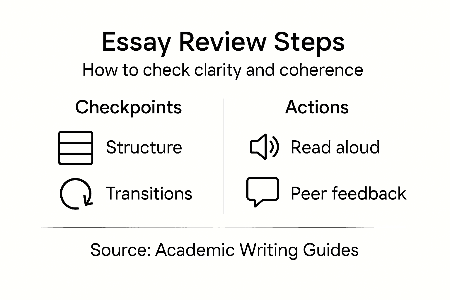 Infographic showing essay review process steps