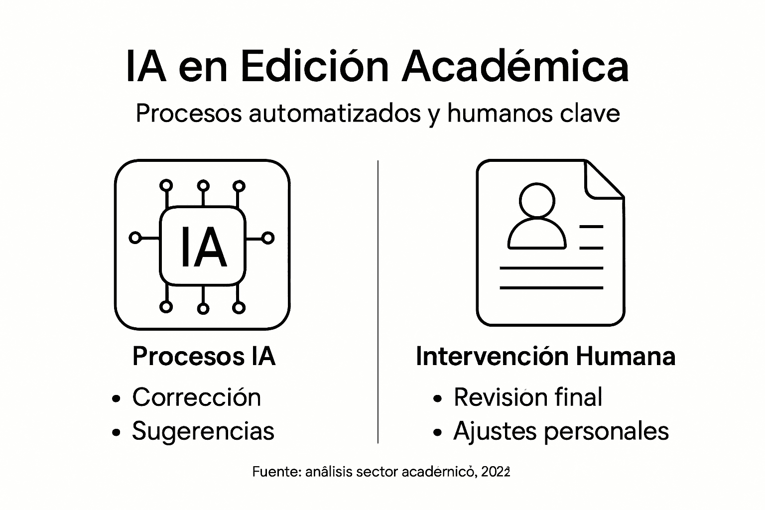 Infografía sobre cómo la inteligencia artificial transforma la edición académica