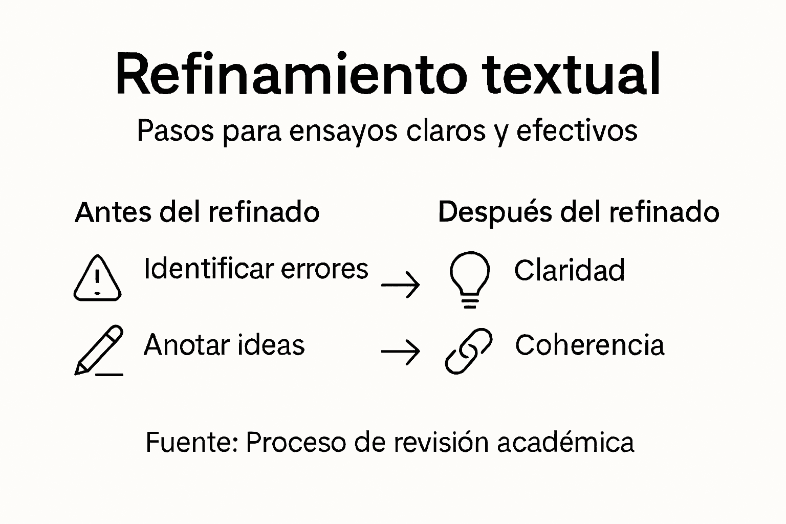 Guía visual con los pasos clave para mejorar tus ensayos