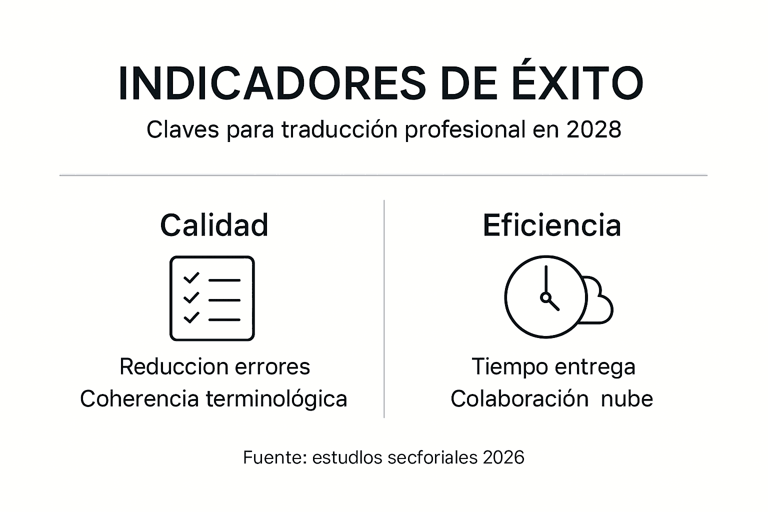 Infografía sobre los principales indicadores de calidad en la traducción profesional
