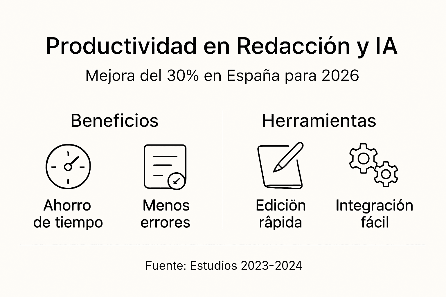 Infografía sobre cómo la inteligencia artificial puede mejorar la productividad en la escritura