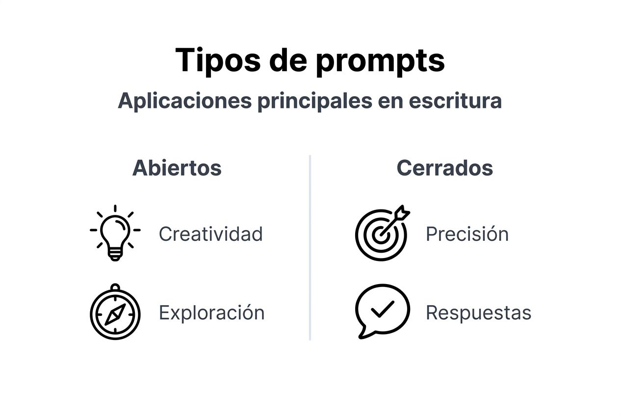 Infografía sobre los principales tipos de prompts