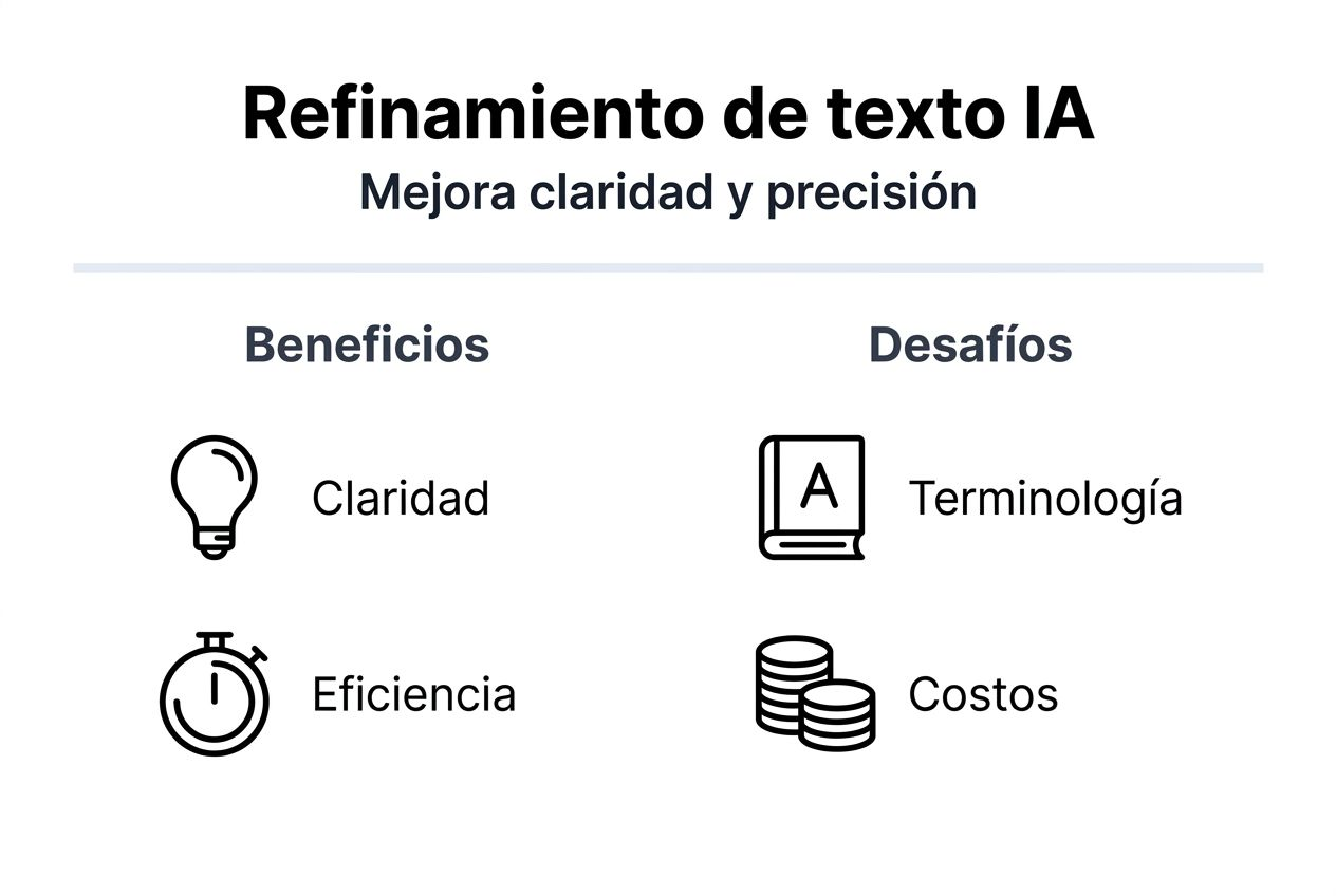 Infografía: Ventajas y retos del perfeccionamiento de textos con inteligencia artificial
