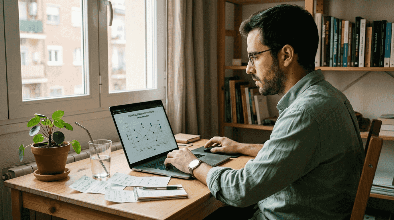 Una persona emplea inteligencia artificial para crear un grafo de conocimiento.