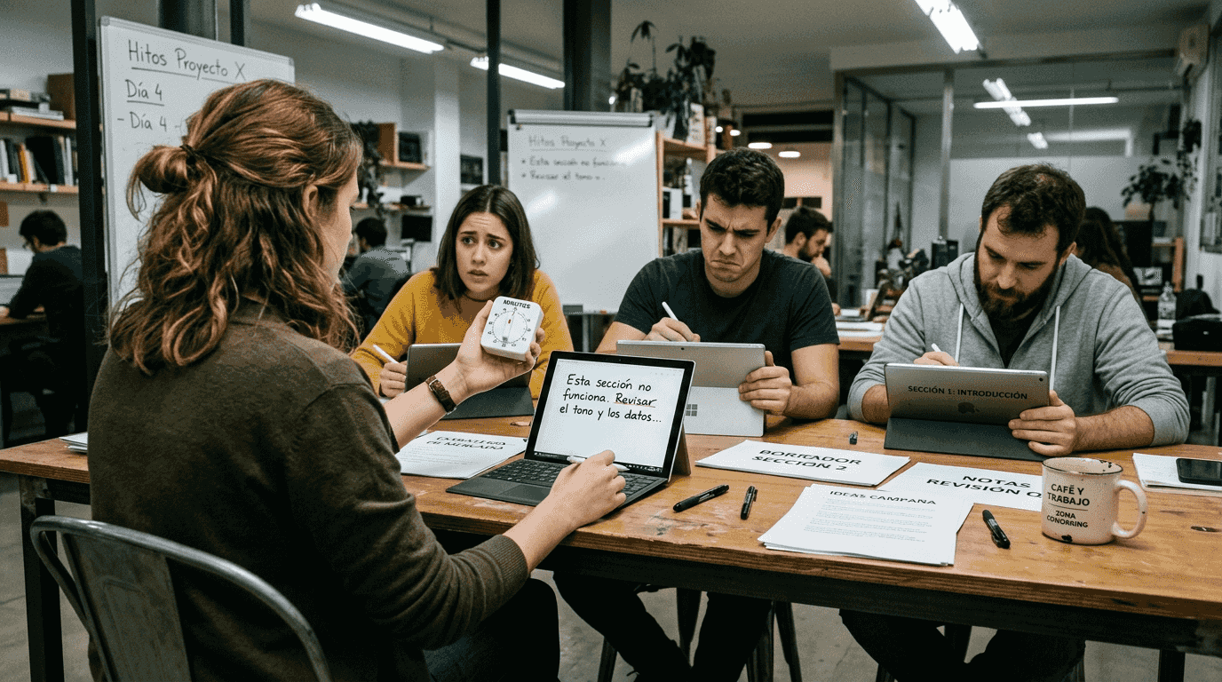 Equipos compitiendo contrarreloj para hacer sus elecciones usando tablets