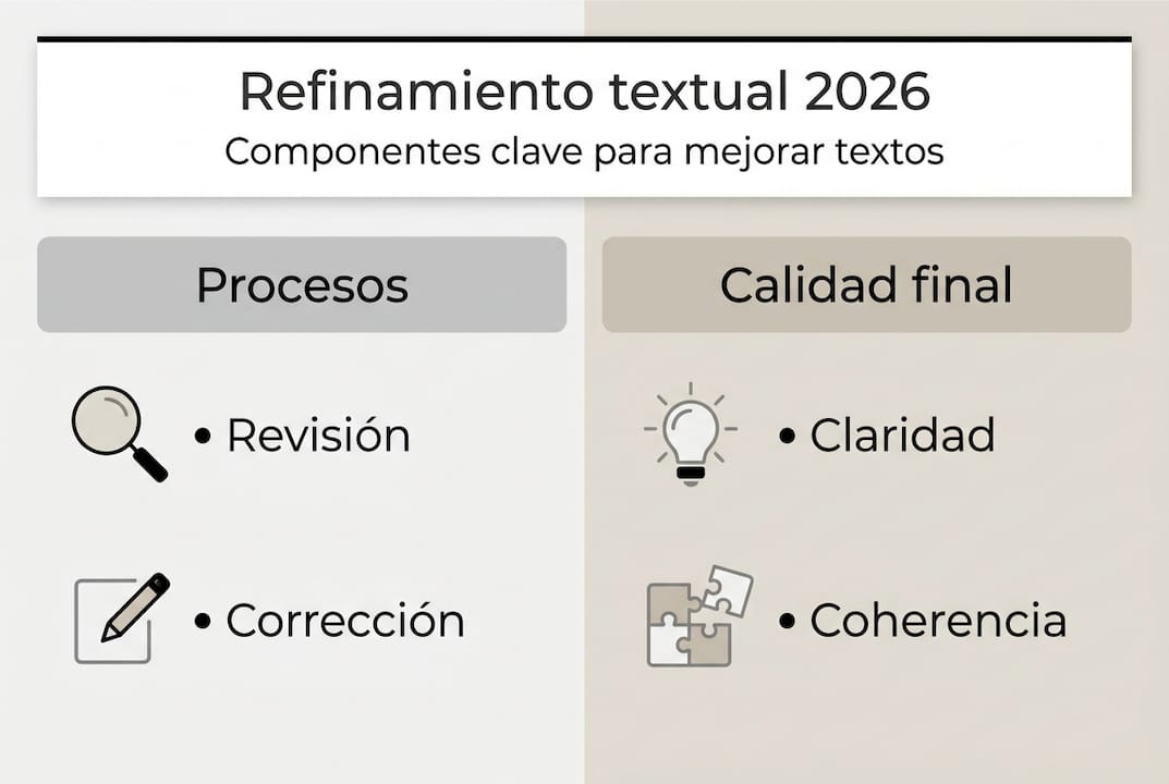 Infografía sobre los elementos esenciales para pulir y mejorar un texto