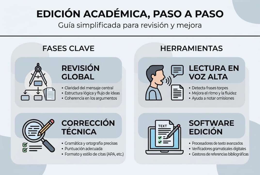 Guía visual sobre el proceso de edición académica